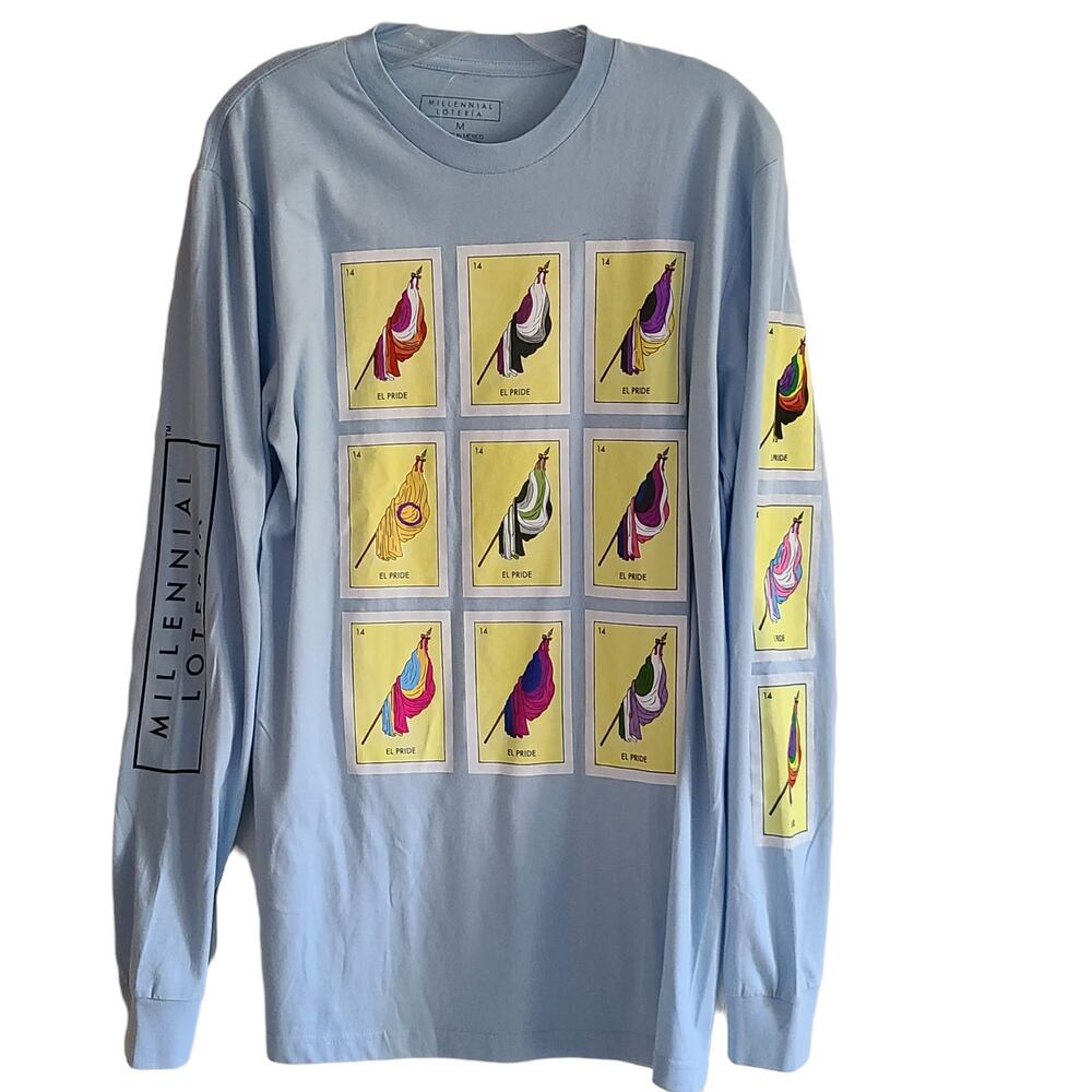 MILLENNIAL LOTERIA Pride LGBTQ+ Graphic Long Sleeve‎ Tee  Unisex Size Medium NEW